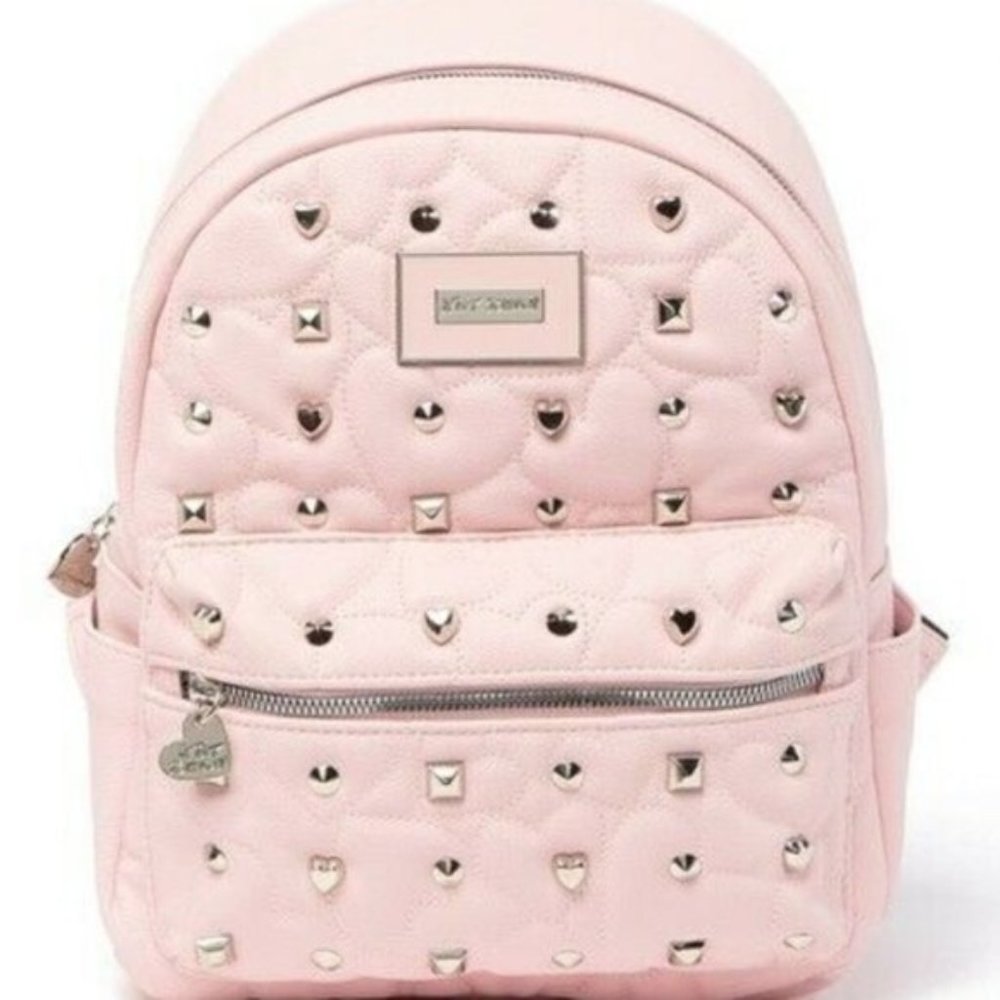 Betsey Johnson PINK STUDDED BACKPACK - Picture 1 of 7
